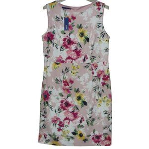 Apt 9  Dress Womens Size 18 Pink Floral Sleeveless Sheath midi below knee Spring